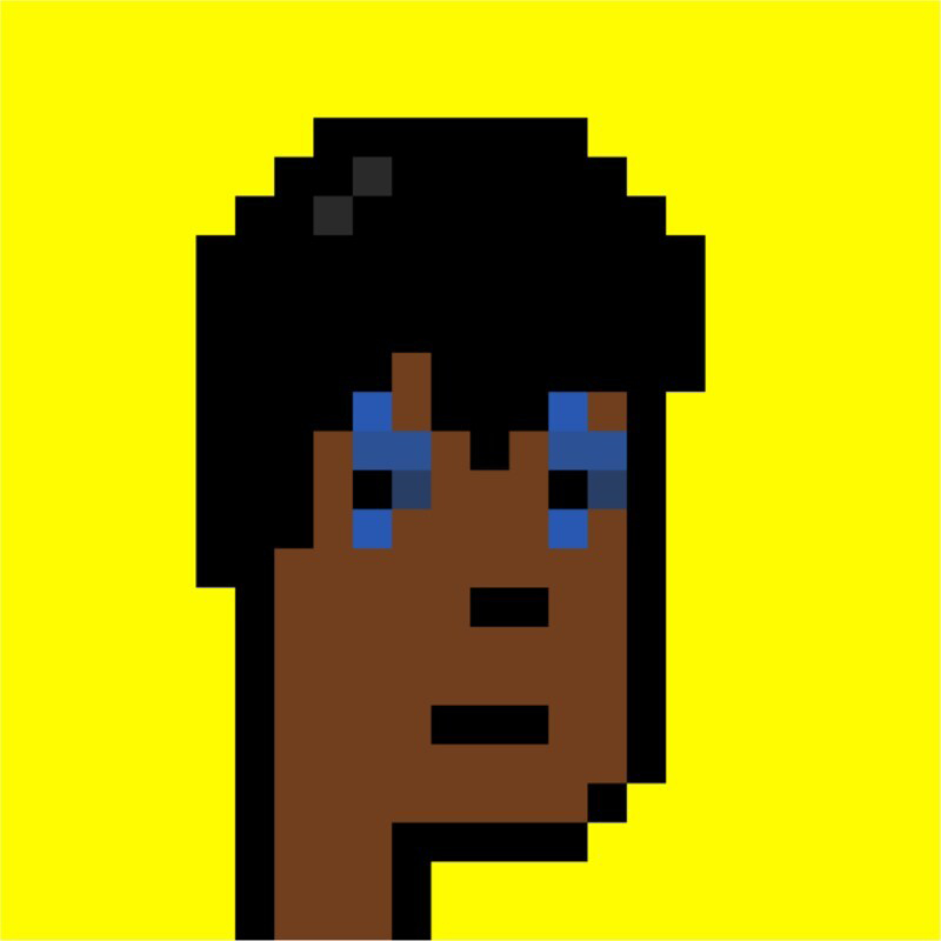 a cartoon of a man with blue eyes