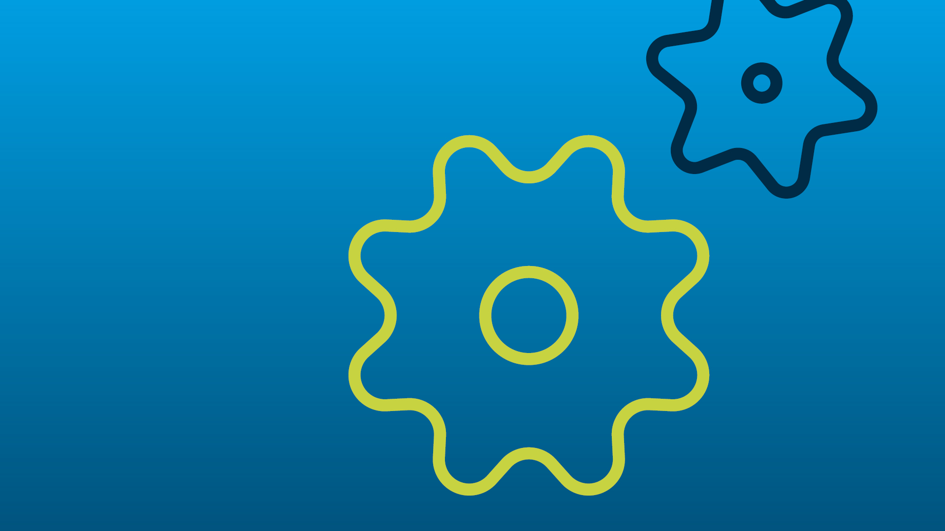 ein blau-gelbes Zahnrad mit gelbem Zentrum