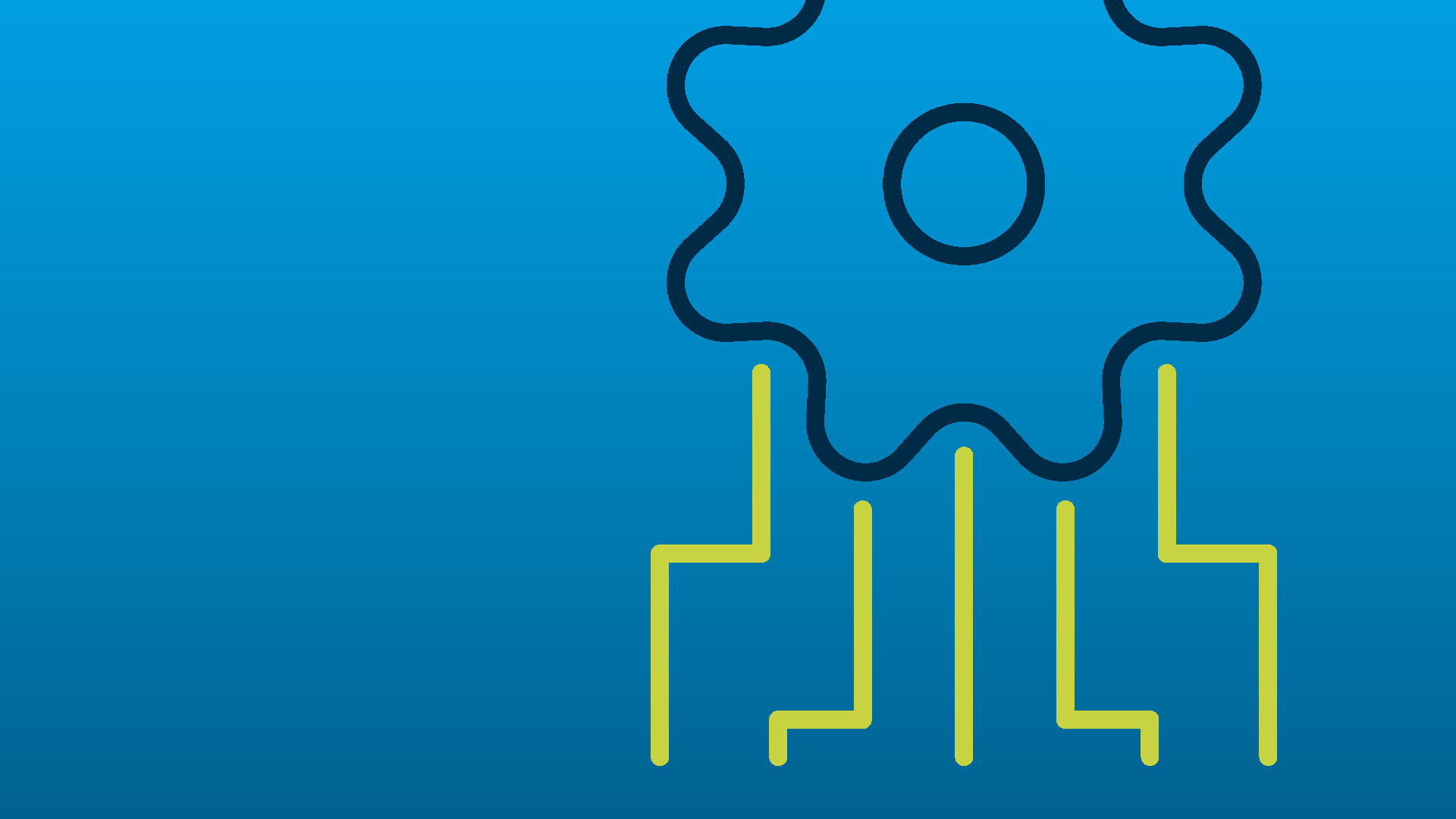 ein blau-gelbes Zahnrad mit Leinen