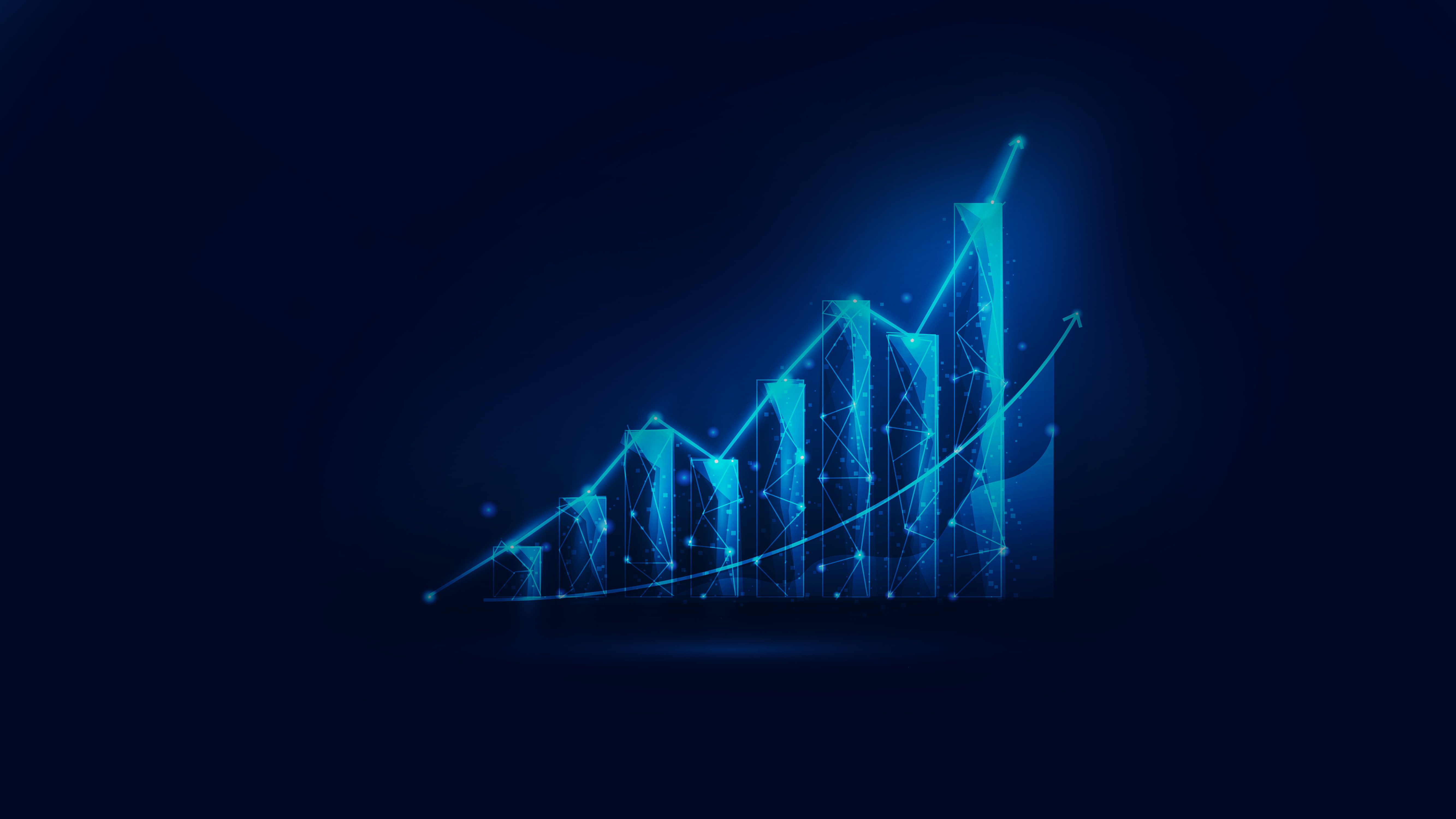 Ein blau leuchtendes Diagramm mit Linien und Punkten
