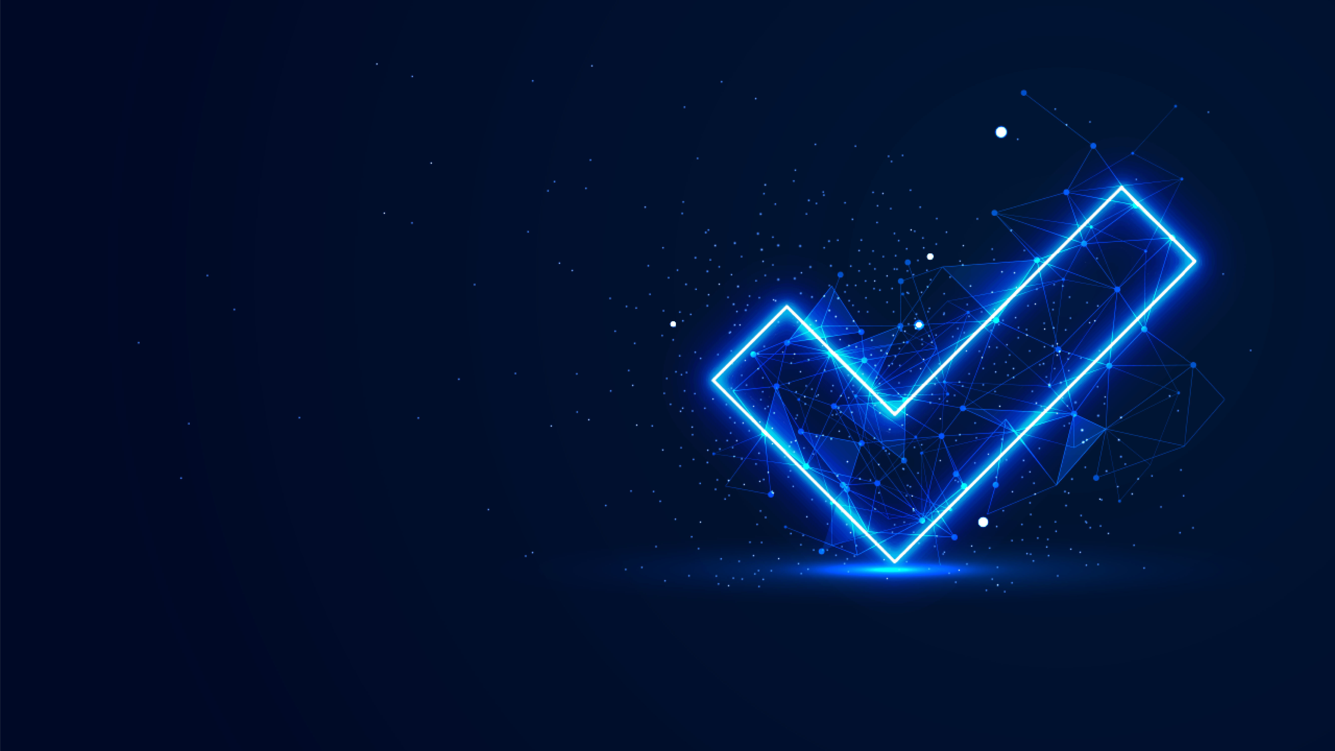 Ein blaues Häkchen mit Punkten und Linien