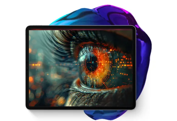 Auge mit orangefarbener Pupille