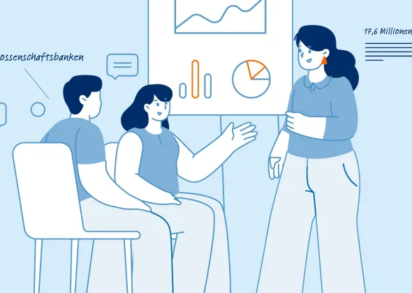 Eine Karikatur einer Frau und eines Mannes in einem Treffen