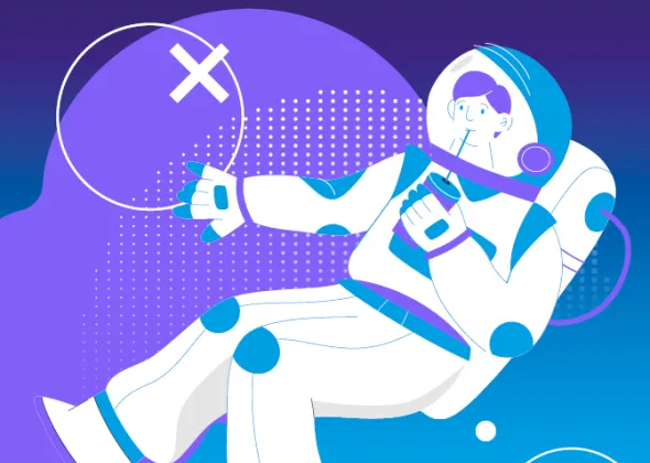 Eine Karikatur eines Mannes im Raumanzug