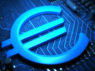 a blue circular symbol on a circuit board a blue circular symbol on a circuit board