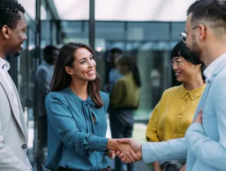 a group of people shaking hands