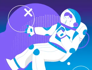 Eine Karikatur eines Mannes im Raumanzug