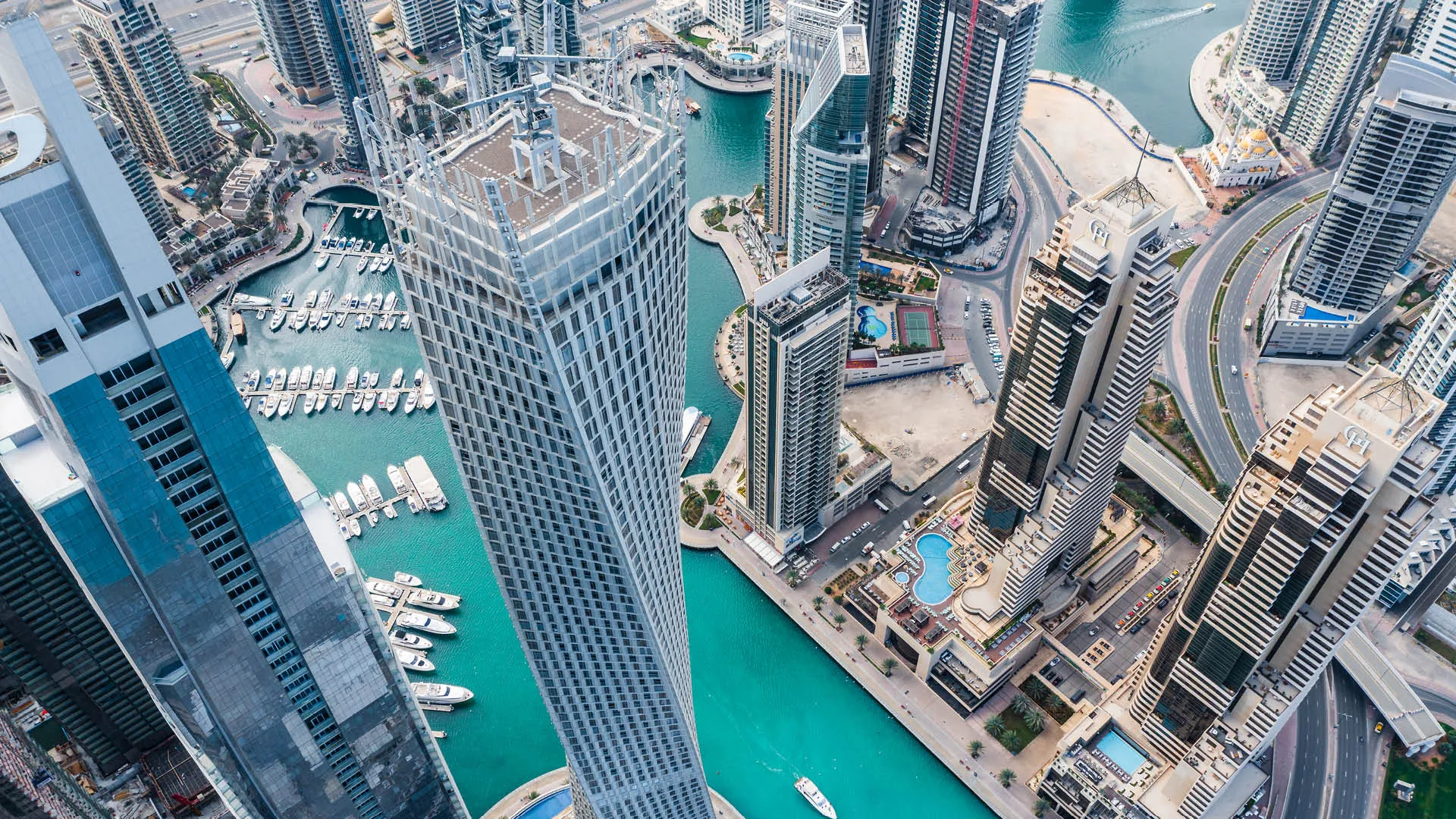 a city with boats and water