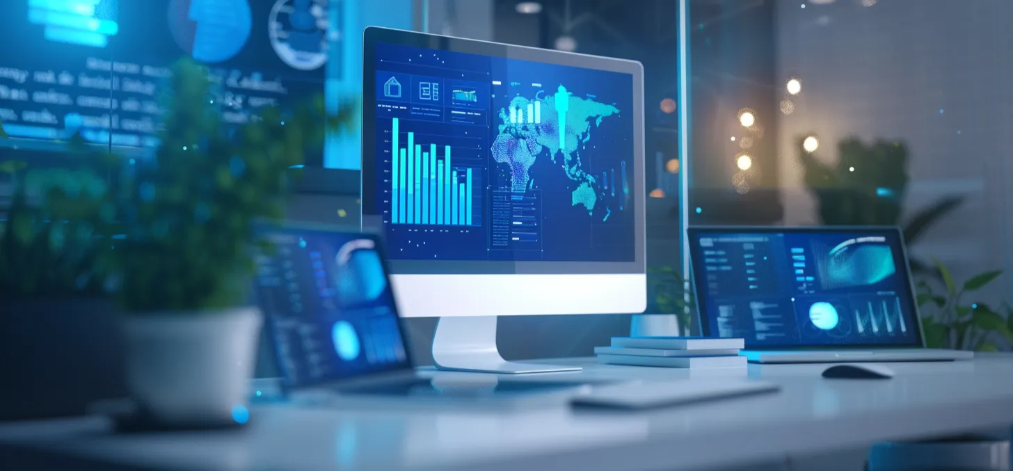 PC-Bildschirm auf Tisch stehend