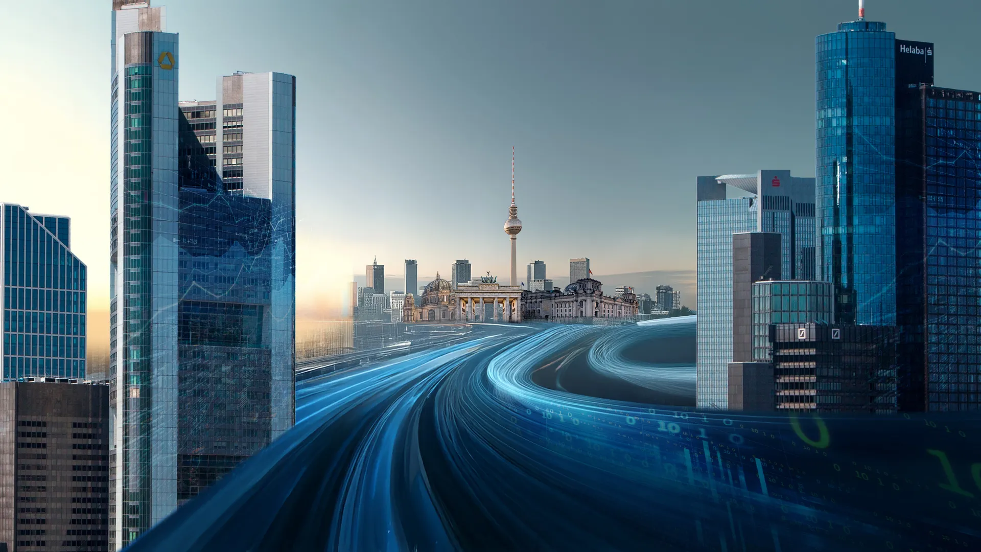 eine Stadt mit einem großen Turm im Hintergrund