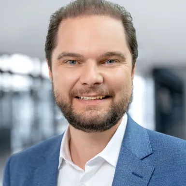 a man in a blue suit